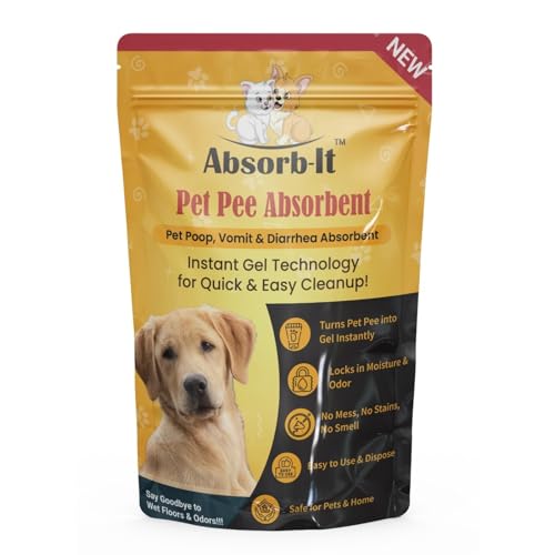 Image of Absorb-It Pet Pee Absorbent Powder - Instant Gel Technology for Pet Poop |Quick and Easy Hygienic Waste Absorption for Dogs & Cats (Multi-Purpose Odor Control Formula) | 200 Gram Pack of 6