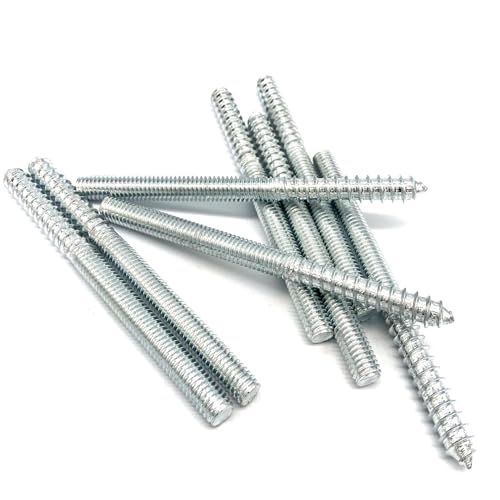 Image of 8-Pack 3 /8-16 x 5 Silver Hanger Bolts - Double Headed, Self-Tapping Hanger Screws for Furniture - 127mm Length
