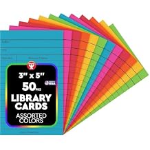 Hygloss Library Checkout Cards for Traditional Book Pockets and Classroom Organization - Vintage Style Bright Colors Due Date Tracking, 3x5 Inch, 50 Pack