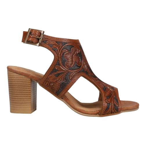 ROPER Footwear Women's Mika II Tan Tooled Heel Brown