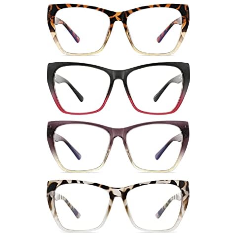 Yuluki 4 Pack Reading Glasses Blue Light Blocking for Men Women,Butterfly Frame Computer Readers with Spring Hinges,Anti Glare Eyestrain +2.25 Cover