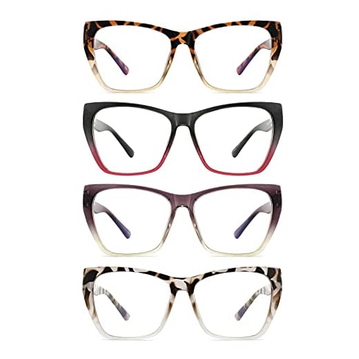 Yuluki 4 Pack Reading Glasses Blue Light Blocking for Men Women,Butterfly Frame Computer Readers with Spring Hinges,Anti Glare Eyestrain +1.25