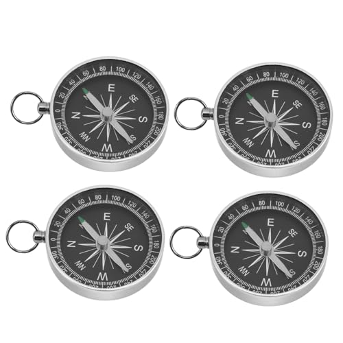 Brújula de bolsillo aluminio 4 piezas esencial para camping miniatura 1