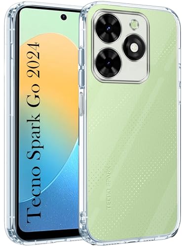 Image of Jkobi Back Cover for Tecno Spark Go 2024 (Silicone Clear Shockproof Case with Camera Protection | Soft and Flexible | Transparent)