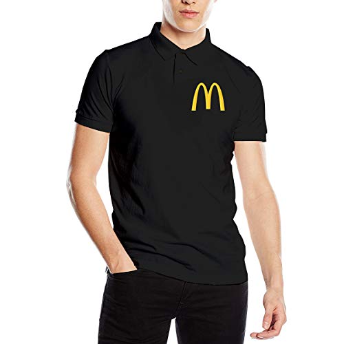 Daisyly Mens McDonalds Logo Polo T Shirt Tshirt for Men Men's Short Sleeve Black L Crew Neck Tee Shirts Uniform Apparel