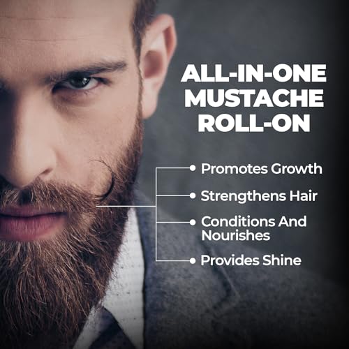 Image of Mustache Growth Roll On 8ml with Beard & Mustache Extra Strong Wax 50g | Beard Styling Wax, Mustache Growth Serum, Thick Beard Styling Kit for Men (Pack of 2)