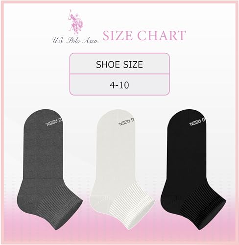 Image of U.S. Polo Assn. 10 Pair Women's QUARTER Length Casual Socks - Moisture Control Running & Breathable Socks - Shoe Size 4-10, BLK /GRY /WHT 7655