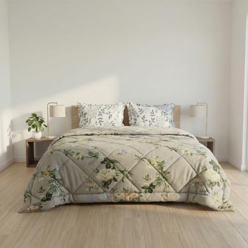 Image of Mafatlal Tulip Premium 120 GSM Quilted Comforter for Double Bed | Best Comforter for Hot Weather, All Season Use & Sofa Blanket | 90 x 100 Inch | Toasted Beige 1