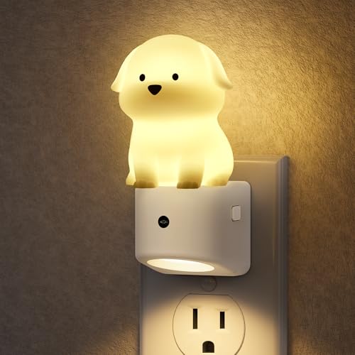 Image of DORESshop LED Night Light for Kids, 3D Cute Puppy Kids Night Light with Dusk to Dawn Sensor, RGB+Soft White 3000K Plug in Night Light for Kids Room Decor, Birthday Gift Nightlight for Kids