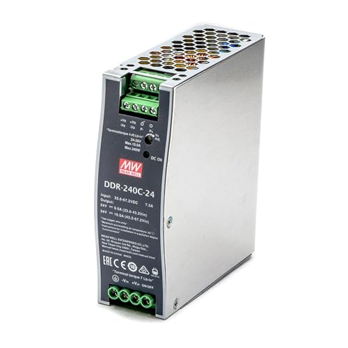 DDR-240C-24 240W DIN Rail DC-DC Converter, 24V 10A Output, High Efficiency, Wide Input Voltage, for Industrial Automation, Renewable Energy, and More4