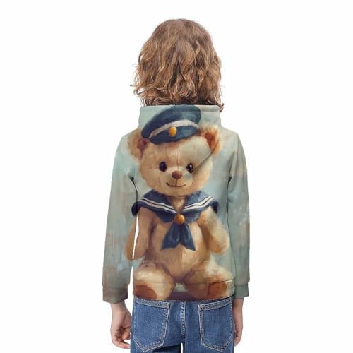 Sweat manches longues avec impression ours 3D, pull chaud unisexe ado - 4