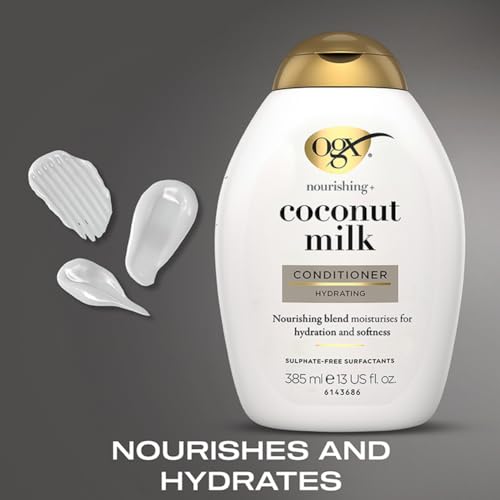 OGX Nourishing + Coconut Milk Conditioner, Hydrating & Restoring Conditioner Moisturizes for Soft Hair After the First Use, Parabens-Free, Sulfate-Free Surfactants, 13 fl. Oz - Image 5