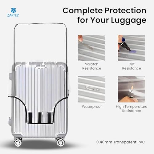 Image of DAFTER PVC Transparent Luggage Trolley Waterproof Cover Pack of 3 for (22, 26, 30 Inches) Suitcases | Dustproof Suitcase Protector with Zipper for Hard Luggage