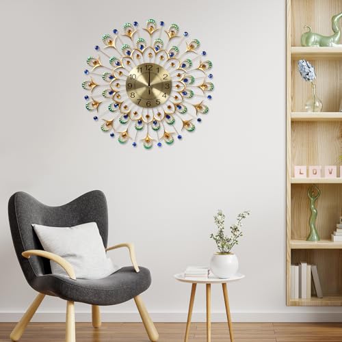 Reloj de pared pavo real 23 pulgadas dorado miniatura 3
