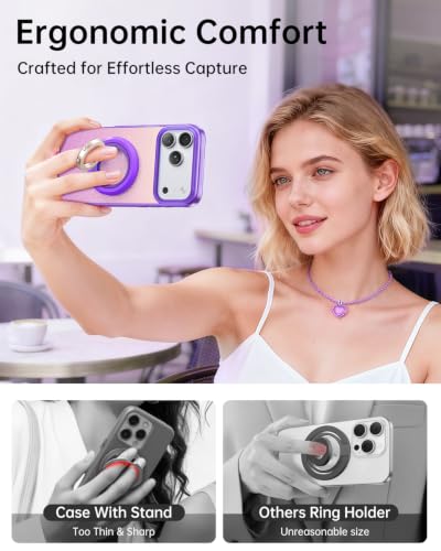 Image of SYNCWIRE Magnetic Phone Ring Holder, for MagSafe Phone Grip Stand Kickstand | 360 Rotation, Double-Sided Magnet, Cell Phone Grip Finger Holder, for iPhone 17 16 15 14 13 12 Pro Max, MagSafe Accessories