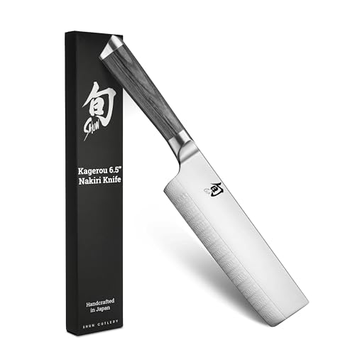Shun Cutlery Kagerou Nakiri Knife 6.5 Inch, Ideal Sharp Chopping Knife for Vegetables and All-Purpose Chef Knife, Professional Nakiri Knife, Handcrafted Japanese Kitchen Knife
