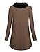 Bebonnie Ladies Tunic Tops for Leggings, Womens Plus Size Long Sleeve Cowl Neck Warm Splicing Fake Cardigan Flannel Tunic Pullover Sweatshirts with Buttons Coffee XL