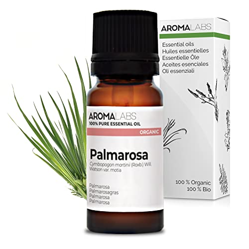 BIO - Huile essentielle PALMAROSA - 10mL - 100% Pure, Naturelle, Chémotypée et Certifiée AB - AROMA LABS (Marque Française) Cover