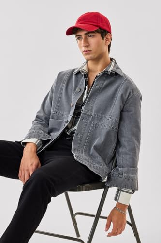 Image of SNITCH LEGACY Men Casual Jacket| Relaxed Fit Full Sleeve Spread Collar Denim Design | 100% Cotton & Breathable Twill Fabric For Streetwear, Spring Layering & Daily Outings