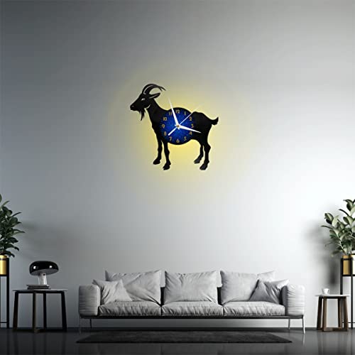 Horloge murale vinyle 12 pouces avec LED version Old Goat pour salon et intérieur moderne