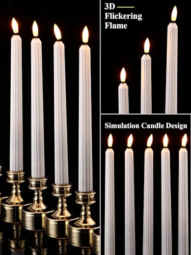 Image of Funtery 48 Pcs Flameless LED Taper Candles Battery Operated Candles Bulk Realistic LED Candlesticks Flickering for Wedding Church Party Home Decor(White,11 Inch,Romantic Style)