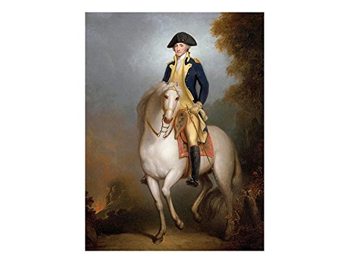 Alonline Art - George Washington On Horse By Rembrandt | Print On Canvas | Ready To Frame (Synthetic, Rolled) | 16"X21" - 41X54Cm | Wall Art Home Decor For Dining Room Or For Home | Giclee Painting #TOP5