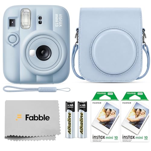 Image of FUJIFILM INSTAX MINI 13 Instant Film Camera Frost Blue Bundle with Caiul Groovy Case, INSTAX Mini Twin Pack Film 20 Exposures, Automatic Exposure, Close-Up Mode, Selfie Mirror