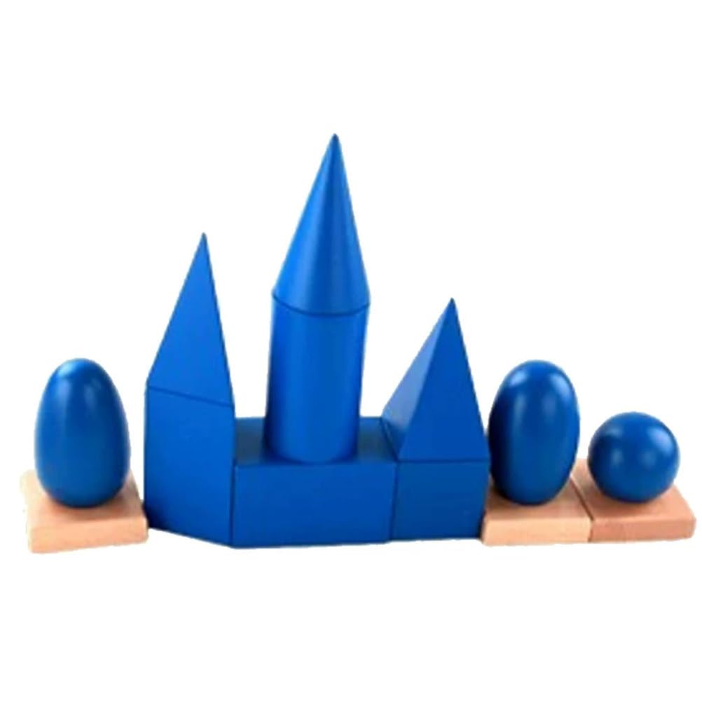 Drewniane geometryczne bryły Montessori | Materiał sensoryczny kształcie 3D, zabawka nauki geometrii przedszkolu z podstawkami i tablicami rzucania cieni