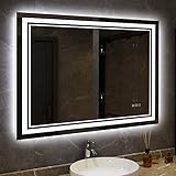 AWANDEE 40x32 LED Bathroom Mirror with Lights, Dimmable Lighted Vanity Mirror with Front and Backlit