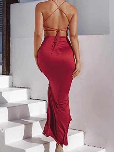 Image of Just Quella Women's Strappy Backless Evening Party Maxi Dress with Slit