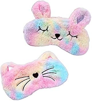 Amazon かわいい アイマスク ネコ ウサギ 2種セット 旅行 安眠 遮光 睡眠 軽量 圧迫感なし 昼寝 就寝 眼精疲労 疲労回復 安眠マスク 洗濯可能 仮眠 旅行 子供 大人 アニマル Miu Rmh Miu Rmh アイピロー アイマスク