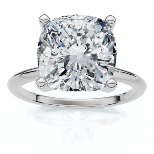 Pompeii Certified 3Ct Cushion Diamond Solitaire Engagement Ring 14k Gold or Pt Lab Grown (G/H,VS1-VS2)