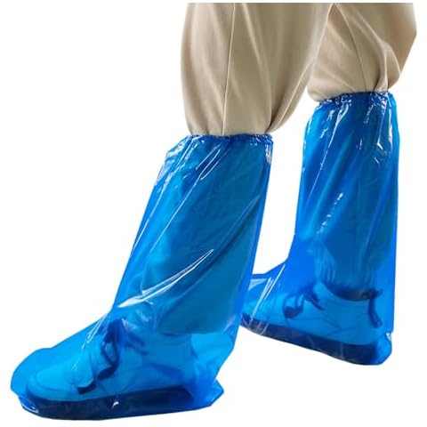 Yuzrbu 50 Pcs (25 Pairs) Disposable Thicken Boot and Shoe Covers 19 inch Tall Extra Large Waterproof Anti-Slip Overshoe Cover