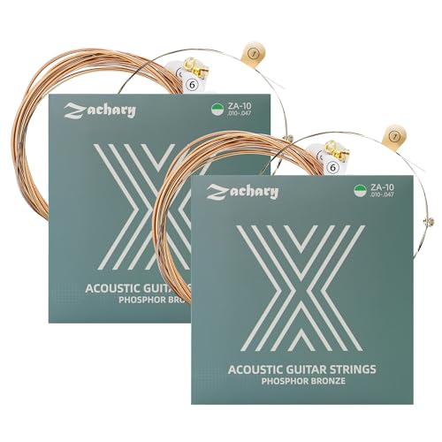 Zachary アコースティックギター弦 6弦セット 2パック フォークギター弦 長寿命 防錆コーティング 滑らかなタッチ・明るくクリアな音色 初心者にも