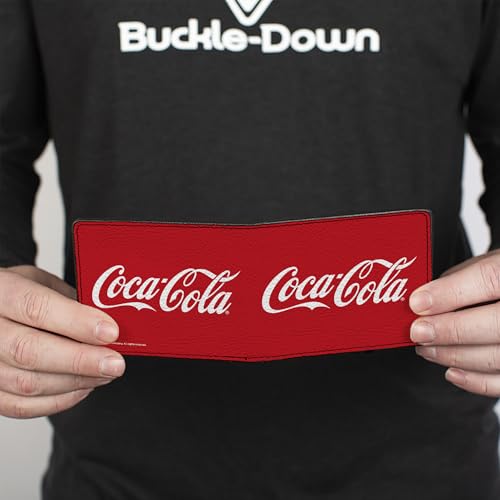 The Coca-Cola Company Wallet, Bifold, Coca Cola Coke Script Logo Repeat Red White, Vegan Leather4