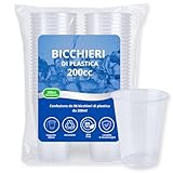 Bicchieri Plastica Trasparenti Monouso (200 ml) | 96 Pezzi Usa e Getta o Riutilizzabili fi...