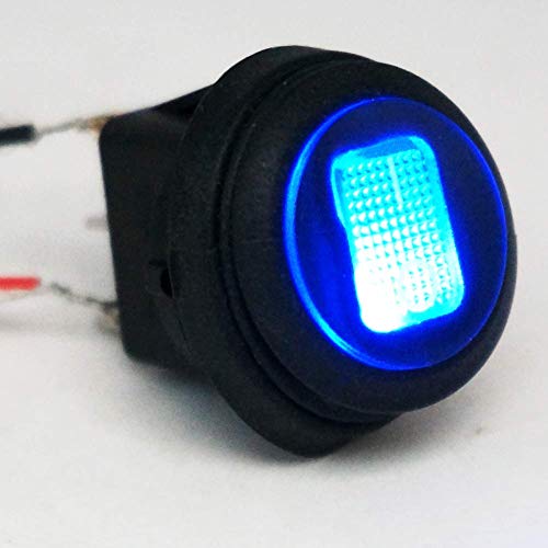 Twidec/5Pcs 12V Waterproof Lighted Round Rocker Toggle Led Switch 20A 3 Pins On-Off Car Truck Rv Rocker Switch Blue For Boat Kcd1-8-101Nw-Bu #TOP4