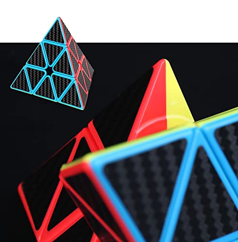 Amaza 3X3 Pyramid Speed Cube Carbon Fiber Sticker Puzzle Cube 3X3X3 Speed Cube Triangle Magic Cube Puzzle Toy Magic Cube Puzzles #TOP1