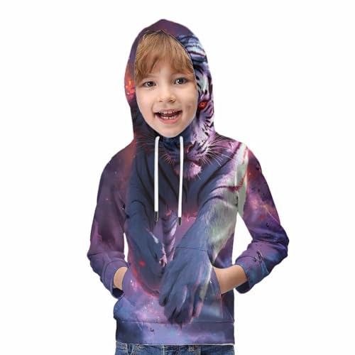 Sweat-shirt à capuche 3D tigre vêtement enfants pull pull-over 8-10 ans - 3