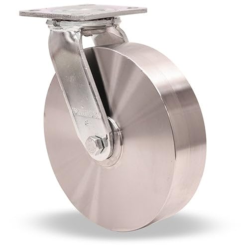 Hamilton High Heat Kingpinless Swivel Caster S-52HK-8HSB - 8" Stainless Steel Wheel, 750°F Rated with Precision Bearings - Standard Duty for High-Temperature Environments