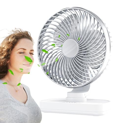 Portable Fan, USB Rechargeable Bedside Fan with 4 Adjustable Speeds – Portable Fan with Long Life Battery, Lightweight for Beach Room Camping Hiking and Study