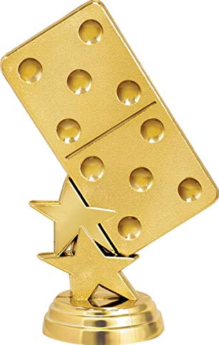 Dominoes Trophies - Gold - Dominoes Trophy Award - Custom Engraving On White Marble Base - 1 Pack #TOP1