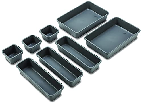 Junk Desk Drawer Organizer Trays - Set of 8 Modular Interlocking Drawer Dividers for Organizing and Storage