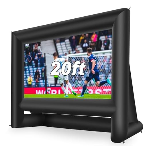 AZXRHWYGS 20 Feet Inflatable Movie Screen Outdoor Theater Blow Up Projection Screen with Carry Bag Blower for Front and Rear Projection Home Theater Backyard Pool Fun