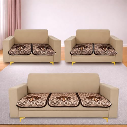 Image of Homerz Premium 'Maharaja Paradise Series' Sofa Cover | Net Fabric Sofa Cover | Washable, Anti-Dust Backed & Wrinkle Resistant Cover (Noor Mahal, 7 (3+2+2) Seater, Only Seat Cover)