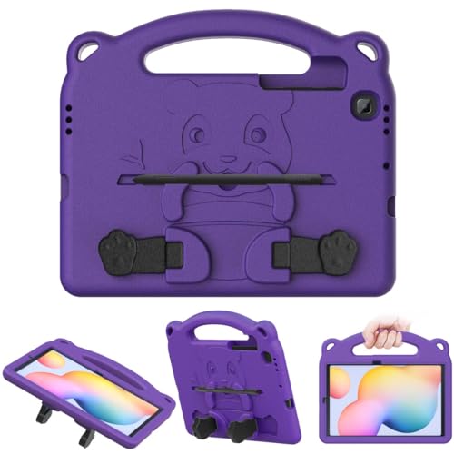 MoKo Kids Case for Samsung Galaxy Tab S6 Lite 10.4 Inch 2024/2022/2020 (Model: SM-P620/P625/P613/P619/P610/P615/P617), EVA Foam Kids-Friendly Carrying Case with Hand-Grip & Stand & Pen Holder, Purple