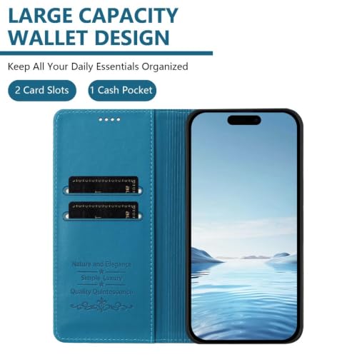Étui Moto G86 bleu foncé rabat papillon : housse cuir portefeuille magnétique antichoc - 4
