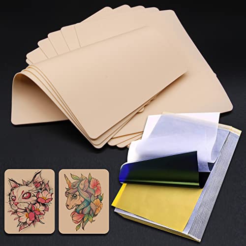 Tattoo Practice Skins with Transfer Paper - Autdor 30Pcs Fake Skin and Stencil Paper Kit Includes 20Pcs Tattoo Paper and 10Pcs Double Sided Blank Practice Skin
