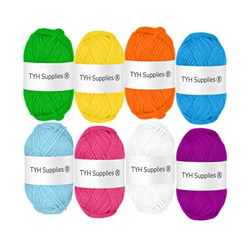 Tyh Supplies 8 Acrylic Yarn Skeins | 560 Yard Soft Yarn Medium Weight For Knitting, Crochet, Craft Projects | 70 Yard Skeins | 8 Colors | Beginner Set | Rainbow Color Collection #TOP7
