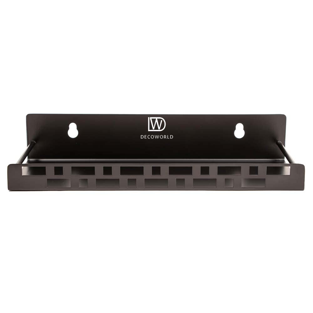 DECOWORLD || Metal Designer Bathroom Shelf || Wall Mount Bathroom Rack || Rectangular Pattern (Black - Pack of 1) (B09PZG5TGR) Amazon Price History, Amazon Price Tracker